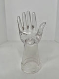 Vintage Crystal 7.75¡± Molded Glass Hand Sculpture Jewelry Ring Display Prop Model