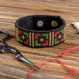 DIY Cross-stitch embroidery kit on faux leather Bracelet Craft gift Model