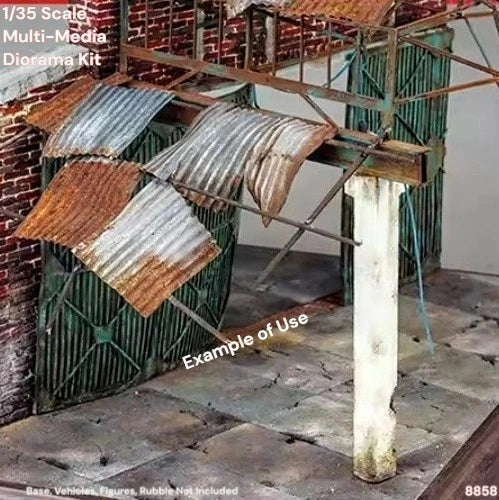 1/35 Diorama Accessory Industrial Factory Building Walls+Tin Roof Model Kit 8858 Model