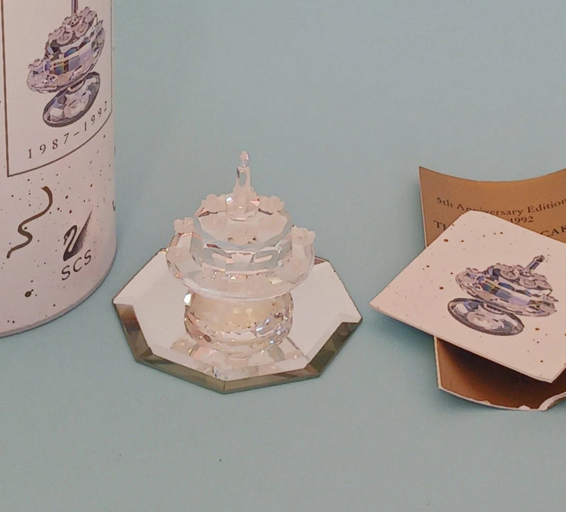 Swarovski The Birthday Cake Figurine SCS 5th Anniversary 1987-1992 Crystal W/Box Model