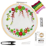 DIY Cross Stitch Embroidery Kit Hanging Garden Flowers with Hoop Beginner Set Model