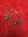 VINTAGE ENCO RETRO BRACELET SILVER-TONE w/ CHARMS  (k4) Charms