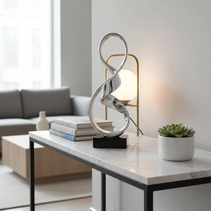 Geometric Resin Sculpture Easy to Display Gold Loop Sculpture for Entryway, Model