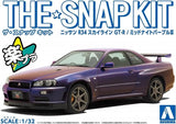 Aoshima 1/32 Scale Model Snap Car Kit Nissan Skyline GT-R R34 (Midnight Purple) Model