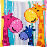 DIY Printed Cross-Stitch Cushion Kit "Giraffes", 16x16" / 40x40 cm Model