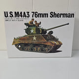Bandai 58264 US M4A3 76MM Sherman 1/48 Scale Open Box Unassembled With 4 Soldier Model