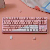 Pink White Wave Side Pirnted Shine Through Backlit PBT Keycap Set Model