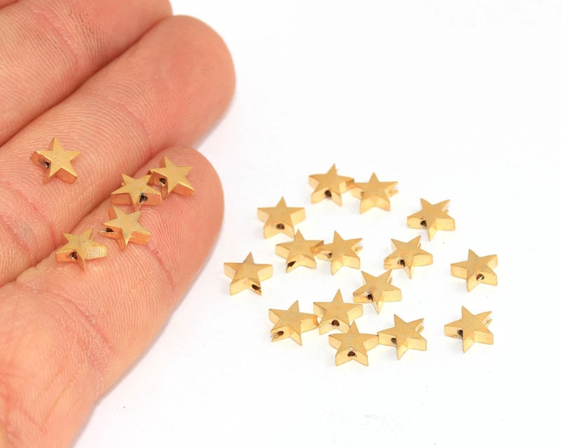 6.5mm Gold Plated Star Beads Tiny Star Charms Spacer Beads Jewelry Making Suppli Charms