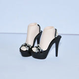1Pairs 1:6 Scale Black High Heels Shoes Model  for 12