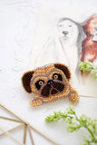 DIY Jewelry Making Beading Kit Pin Pug Dog Brooch Bead Embroidery Needlepoint Model
