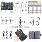 140Pcs Fishing Kit Snaps Rolling Swivel Beads Pin Sinker Weights Tackle Box Model