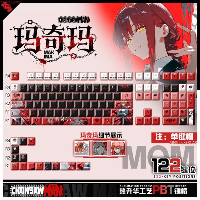 Anime Chainsaw Man Makima Theme Keycap 122pcs Full Set for Mechanical Keyboard Model
