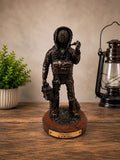 Fire Call Firefighter Sculpture by R. Harmsen Bronze Finish 8.75" Wood Base Model