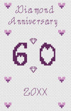 Diamon Wedding Number Anniversary Cross Stitch Card Kit or Pattern - Florashell Model