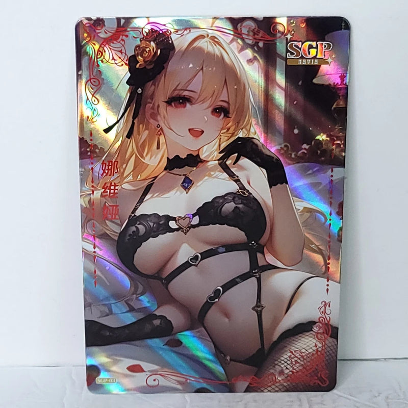 Navia Black Holo Premium Waifu Card Anime Girl Wall Art Oversized Board A5 Model