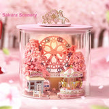 Wizardi Miniature Roombox Kit - Sakura Scenery Dollhouse Kit Model