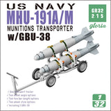 1/32 US Navy MHU-191A/M Munitions Transporter with 3pcs GBU-38 Bombs Resin Set Model