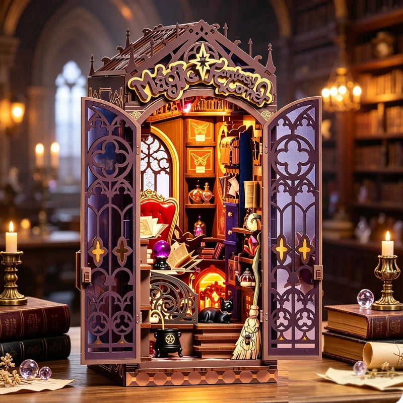 Rolife Magic Fantasy Corner Book Nook Shelf Miniature Dollhouse Toy Xmas Gift Model