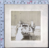 Victorian Board Mounted Antique Photograph - Men Women Outdoor Portrait Barn Model