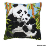 Vervaco stamped cross stitch kit cushion Panda family, DIY Model