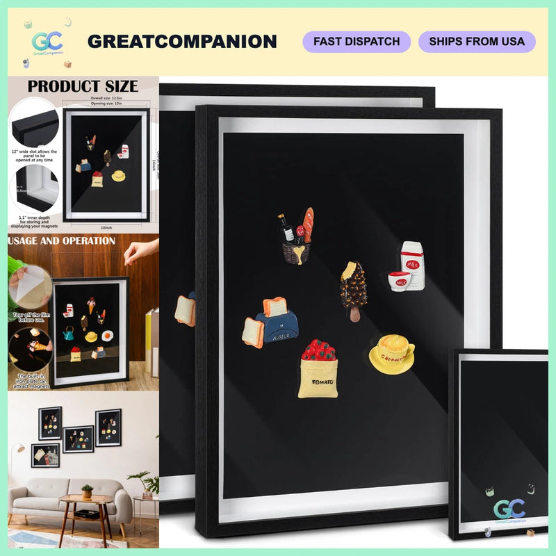 2Pcs Large Magnetic Display Board 16x12, Black - Perfect for Photos & Notes Model