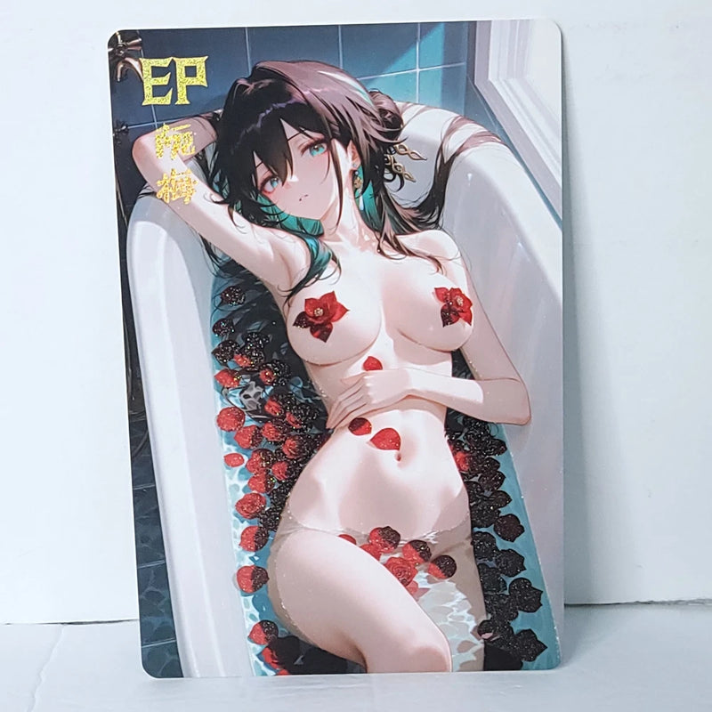 Ruan Mei Waifu Card Anime Girl Bathtub Roses Wall Art Oversized Board A5 Model