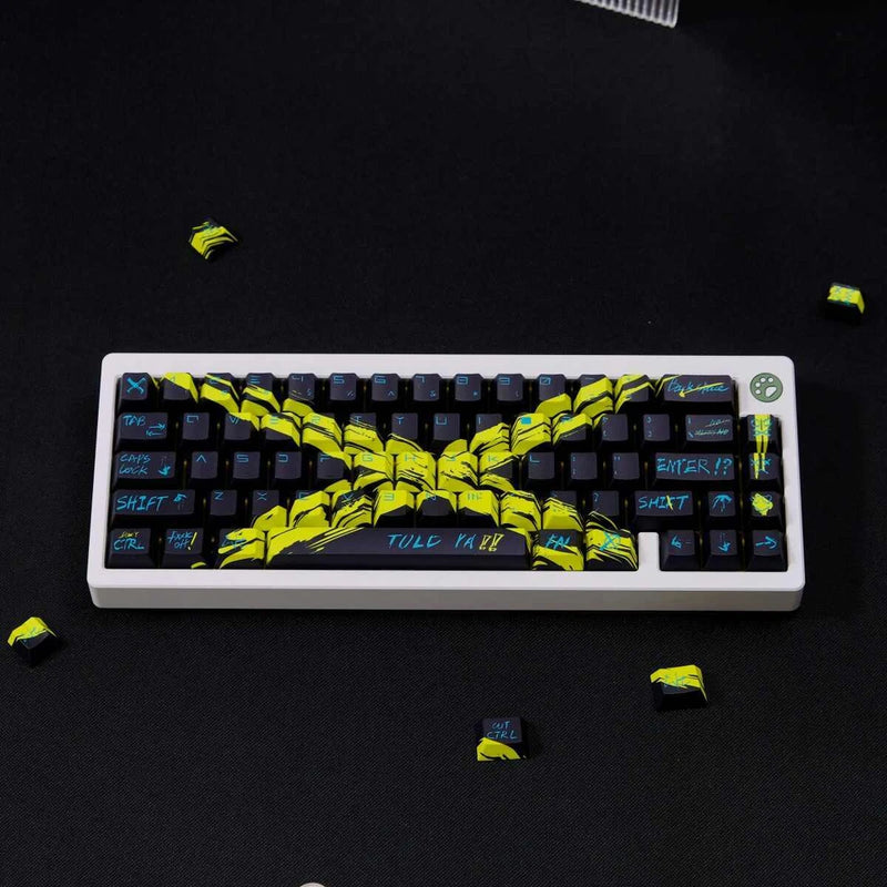 PBT EVA X Black Yellow Theme Keyboard Keycaps Cherry Profile Set for MX Model