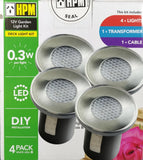 4 Piece Round LED Deck & Step Light Kit DIY Stainless Steel White HPM Model