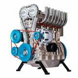 4-cylinder Inline Gasoline Engine Model Building Kits Full Metal Assembled Toy Model