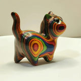 Painted Wooden Cat Figurine Small Kitten Statue Home Festival Decor Model