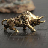 USA Solid Brass Bull Figurine Small Bull Statue House Ornament Animal Figurines Model