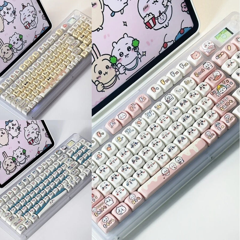 Anime Chiikawa Hachiware Usagi Keycaps 131 Keys XOA PBT for Mechanical Keyboard Model