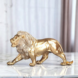 8.5"W Golden Lion Walking Figurine Ornament Home Decor Unique Gift Model