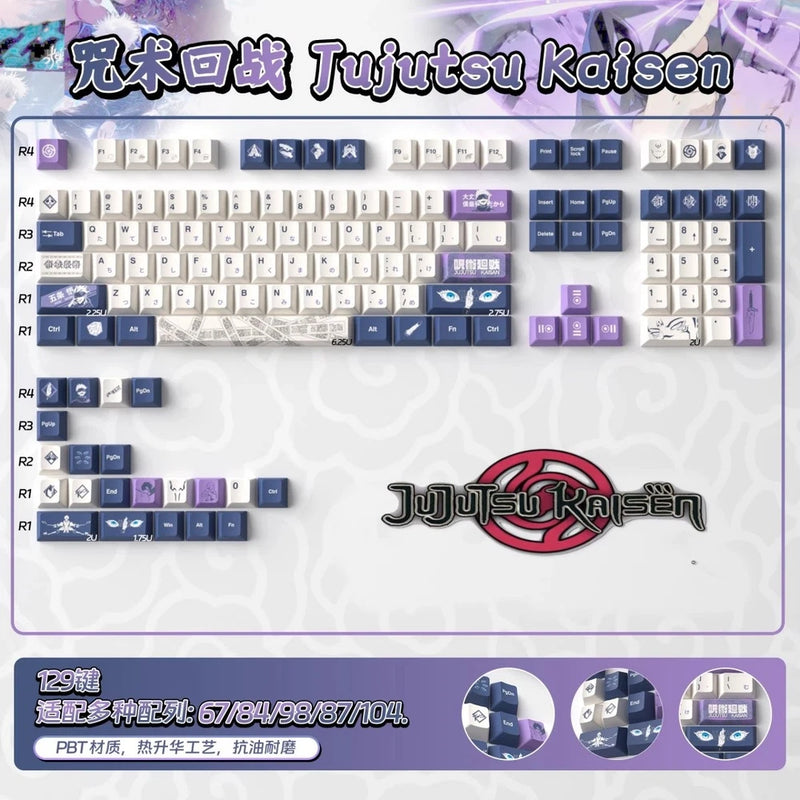 Anime Jujutsu Kaisen Gojo Satoru PBT Keycaps For Keyboard 129 keys Birthday Gift Model