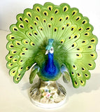 Vintage Lefton Japan Peacock Figurine KW 2336 MCM Ceramic Bird Original Label Model
