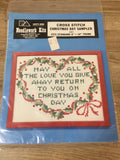 Vintage Patty Ann Creations 8"x10" Cross Stitch Kit #297 Christmas Day Sampler Model