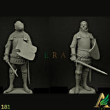 1/24 Medieval Knight Resin Model Kit Unpainted Historical Figure Two Heads New Model