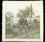 1950's Pretty Girl Handsome Guy Diving Board Photo Snapshot Model