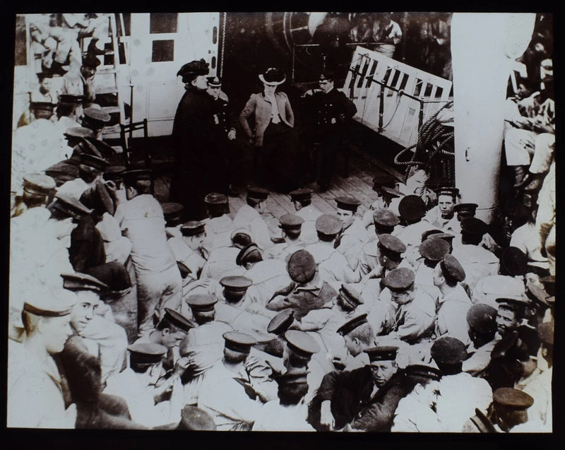 A MEETING ON BOARD SHIP C1900 Magic Lantern Slide PHOTO WCTU TEMPERANCE Model