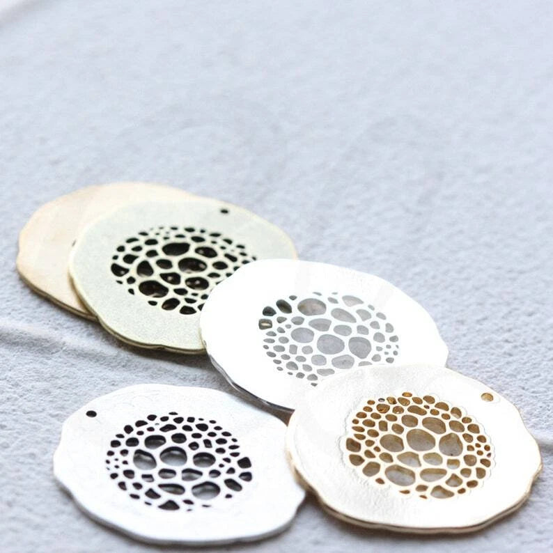 Solid Brass Charm Near Round - 25x24mm (4672C) Charms