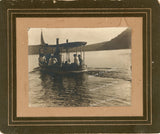 Antique Photo On Board Steamboat On Devils Lake American Flag Model