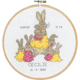 Permin counted cross stitch kit with hoop "Mother rabbit Cecilie", Diam. 18cm Model