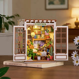 Rolife Book Nook Dollhouse Kit 3D Wooden Puzzle Bookshelf Insert Decor with LED Model
