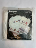 Vintage Janlynn Counted Cross Stitch Sweat Shirt Size Small Hearts Ducks, Bear Model