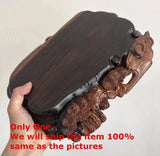 Natural Ebony Wood Carved Display Rack Bonsai Pot Art Vase Statue Base Decor Model