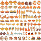 100 Pcs 50 Pairs Fall Charms Thanksgiving Autumn Enamel Jewelry Pendants Charms