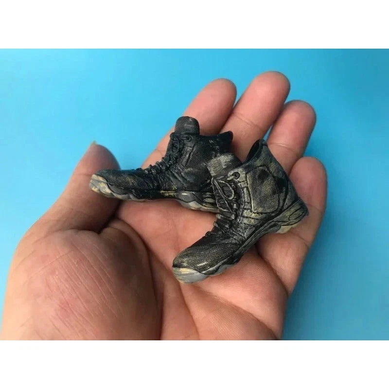 1/6 Action Figures Black Make-old Shoes Tactical Boots Hollow Boots Model Model