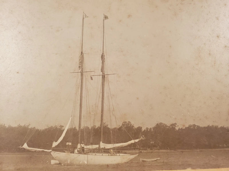 1902 Sailing lg Photo Sailboat harbor crew on board the Sultana antique sailor Model