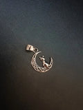 Sterling Silver 925 Crescent Moon Cat Pendant Charm, Animals, Pets, Nature. Charms