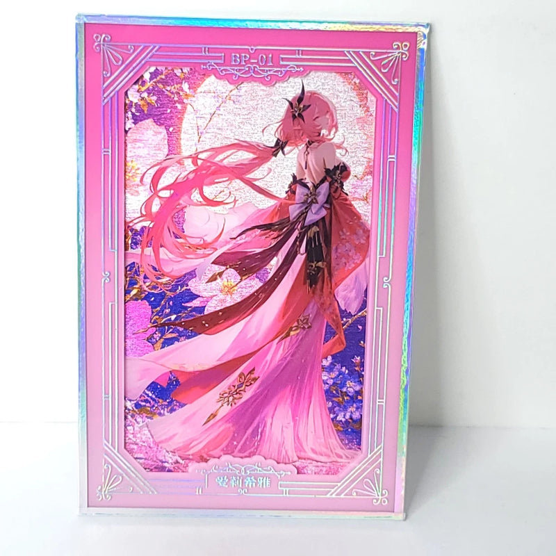 Elysia 3D Pink Roses Premium Waifu Card Anime Wall Art Oversized Board A5 Model